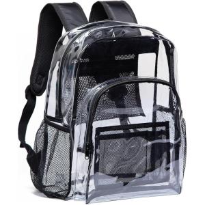 Vorspack Clear Backpack Heavy Duty PVC Transparent Backpack with Reinforced Strap for College Workplace – Black(Black)