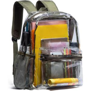 Vorspack Clear Backpack Heavy Duty PVC Transparent Backpack with Reinforced Strap for College Workplace(Green)