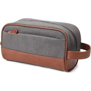 Vorspack Travel Toiletry Bag – Canvas Toiletry Bag for Men Water Resistant Skincare Bag Dopp Kit for Bathroom Toiletries Accessories Gifts – Black(Grey)