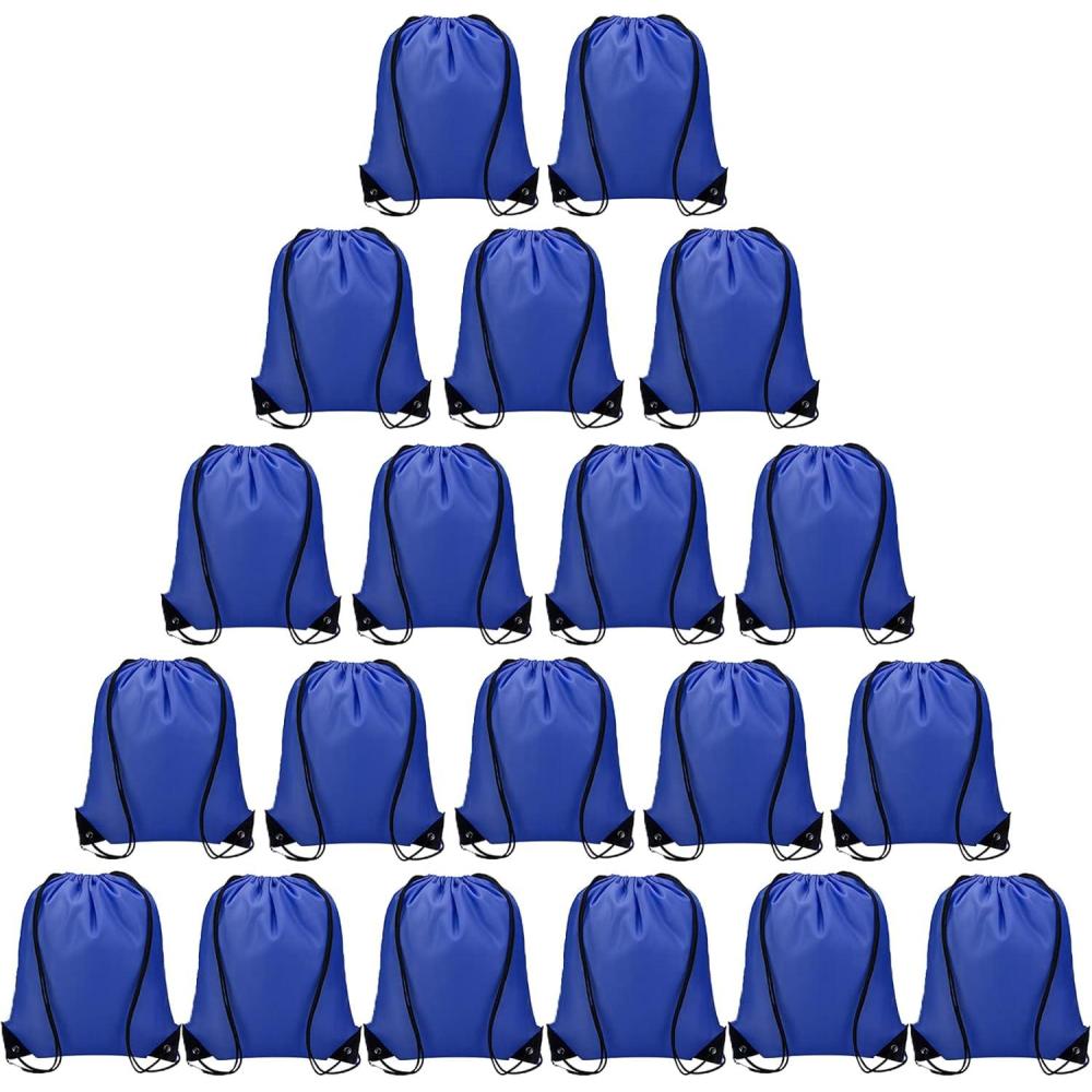 imageVorspack 100 Pcs Drawstring Bags Bulk  Lightweight Drawstring Backpack Cinch Bag for Party Sport Gym Trip Gift  BlueBlue