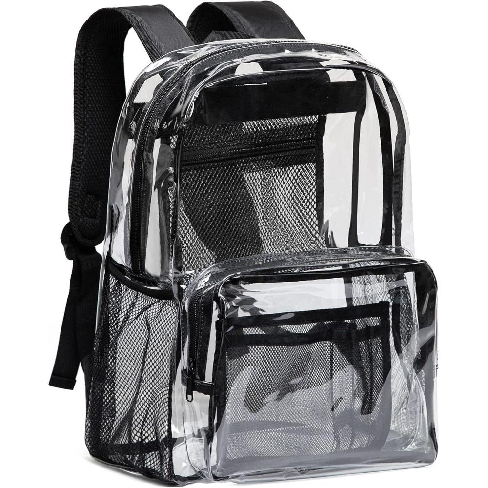 imageVorspack Clear Backpack  Heavy Duty PVC Transparent See Through Backpack for College ampamp WorkplaceBlack