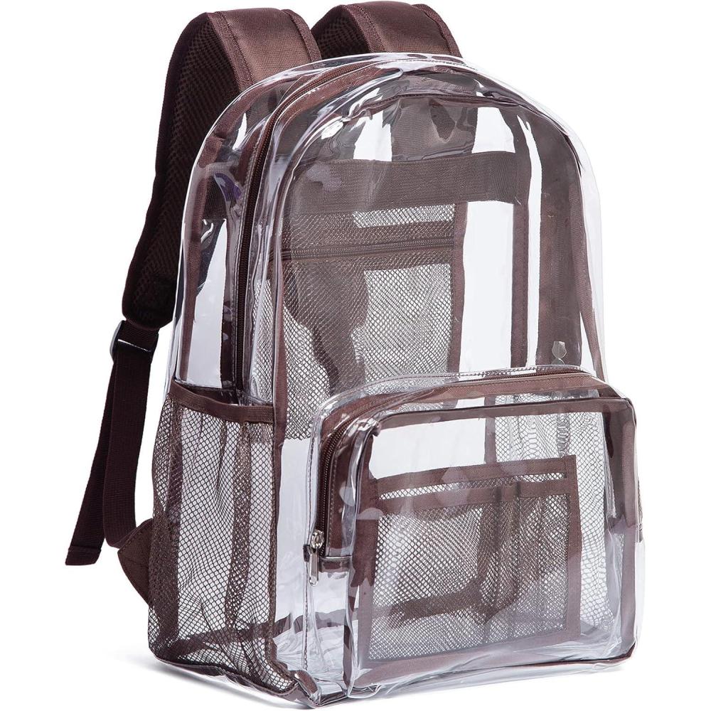 imageVorspack Clear Backpack  Heavy Duty PVC Transparent See Through Backpack for College ampamp WorkplaceCoffee