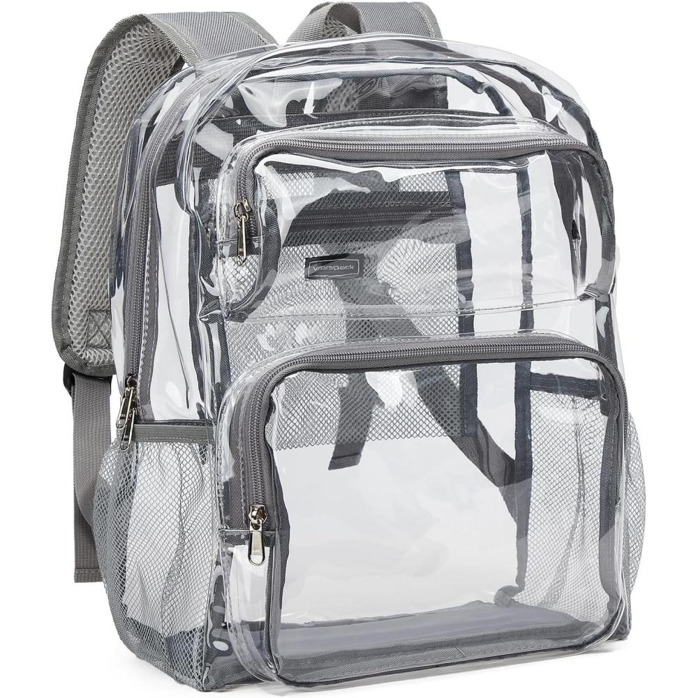 imageVorspack Clear Backpack Heavy Duty  Large Clear Bookbag Transparent Backpacks See Through Backpack for College Work Travel Festival  BlackGrey