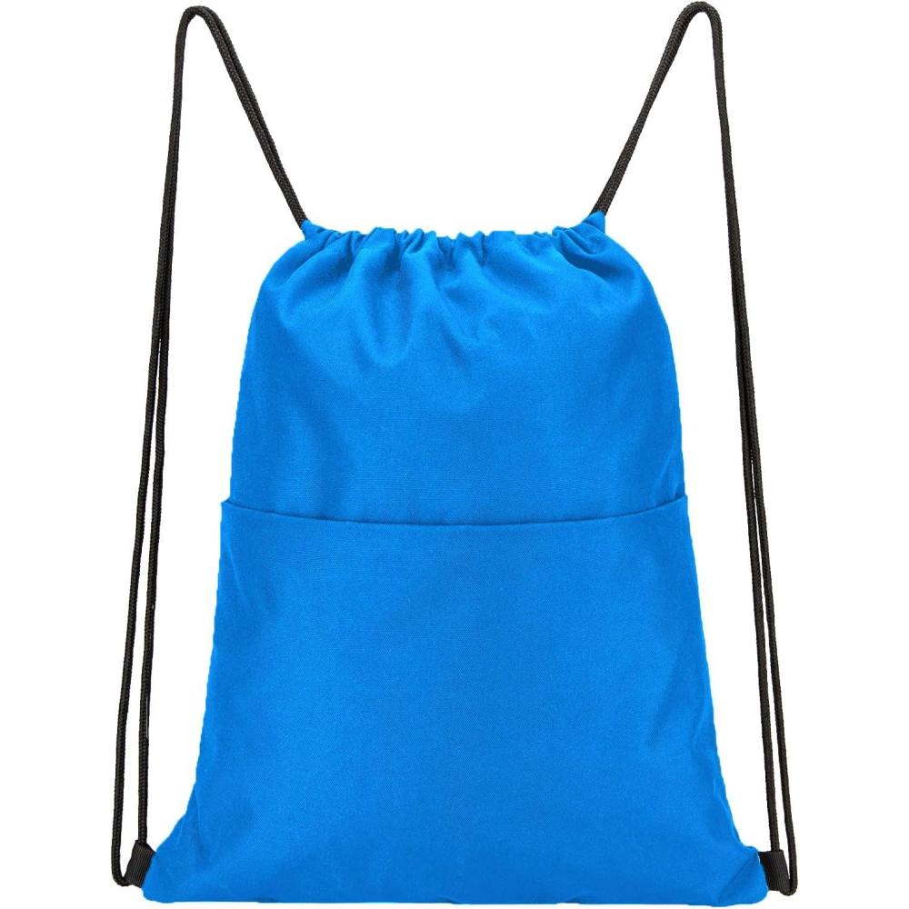 imageVorspack Drawstring Backpack Water Resistant String Bag Sports Sackpack Gym Sack with Side Pocket for Men WomenBlue