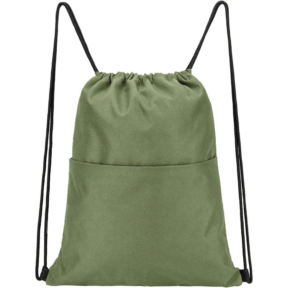 imageVorspack Drawstring Backpack Water Resistant String Bag Sports Sackpack Gym Sack with Side Pocket for Men WomenGreen