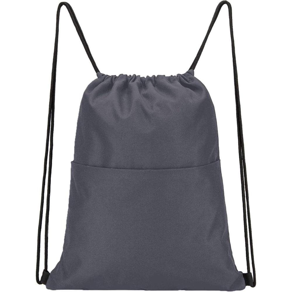 imageVorspack Drawstring Backpack Water Resistant String Bag Sports Sackpack Gym Sack with Side Pocket for Men WomenGrey
