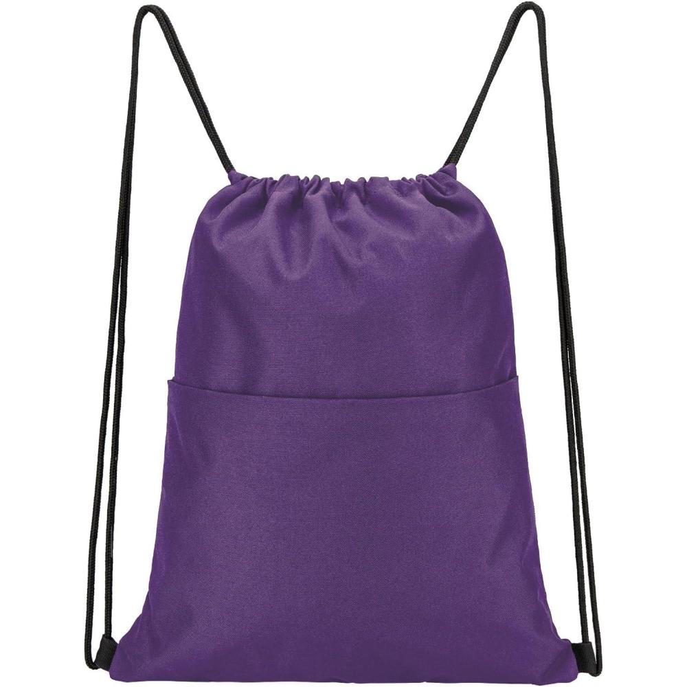 imageVorspack Drawstring Backpack Water Resistant String Bag Sports Sackpack Gym Sack with Side Pocket for Men WomenPurple