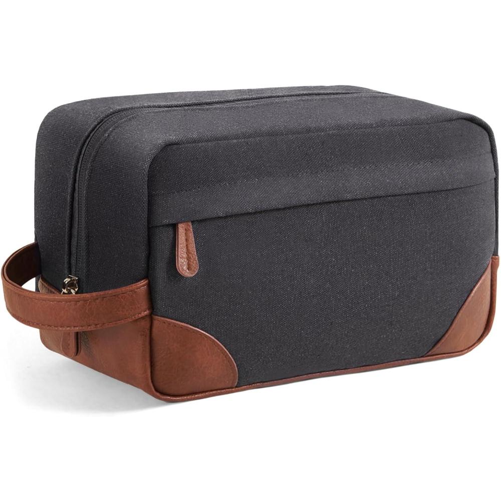 imageVorspack Travel Toiletry Bag  Hanging Toiletry Bag for Men Water Resistant Canvas Shaving Bag with Large Capacity for Travel  BlackDark Grey