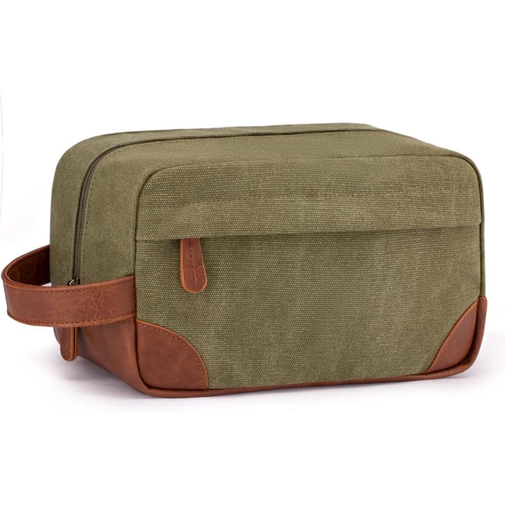 imageVorspack Travel Toiletry Bag  Hanging Toiletry Bag for Men Water Resistant Canvas Shaving Bag with Large Capacity for Travel  BlackGreen