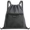 imageVorspack Drawstring Backpack  Drawstring Bag with Mesh Pocket String Backpack with Reflective Strips Sackpack Cinch Bag for Sport Gym Travel  Grey