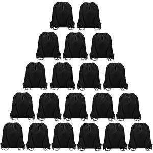 Vorspack 100 Pcs Drawstring Bags Bulk – Lightweight Drawstring Backpack, Cinch Bag for Party Sport Gym Trip Gift – Blue(Black)