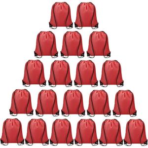 Vorspack 100 Pcs Drawstring Bags Bulk – Lightweight Drawstring Backpack, Cinch Bag for Party Sport Gym Trip Gift – Blue(Red)