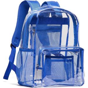 Vorspack Clear Backpack – Heavy Duty PVC Transparent See Through Backpack for College & Workplace(Blue)