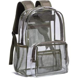 Vorspack Clear Backpack – Heavy Duty PVC Transparent See Through Backpack for College & Workplace(Green)