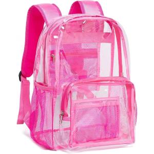 Vorspack Clear Backpack – Heavy Duty PVC Transparent See Through Backpack for College & Workplace(Pink)