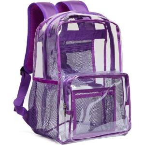 Vorspack Clear Backpack – Heavy Duty PVC Transparent See Through Backpack for College & Workplace(Purple)