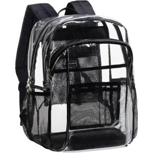 Vorspack Clear Backpack Heavy Duty – Extra Large Clear Book Bag with Multi-pockets See Through Backpack for College Workplace Travel – Black(Black)