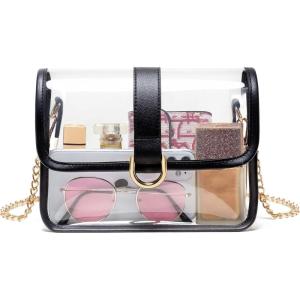 Vorspack Clear Purse – Stadium Approved Clear Crossbody Bag for Women, Concert, Sport(Black)