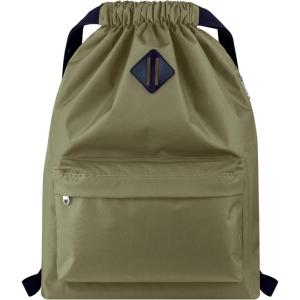 Vorspack Drawstring Backpack Water Resistant String Bag Sports Gym Sack with Side Pocket for Men Women(02-green)