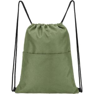 Vorspack Drawstring Backpack Water Resistant String Bag Sports Sackpack Gym Sack with Side Pocket for Men Women(Green)