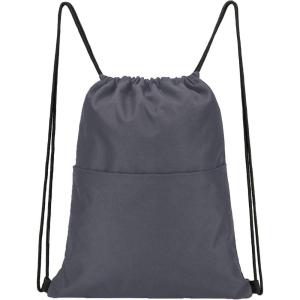 Vorspack Drawstring Backpack Water Resistant String Bag Sports Sackpack Gym Sack with Side Pocket for Men Women(Grey)