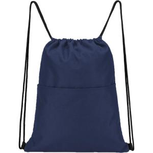 Vorspack Drawstring Backpack Water Resistant String Bag Sports Sackpack Gym Sack with Side Pocket for Men Women(Navy)