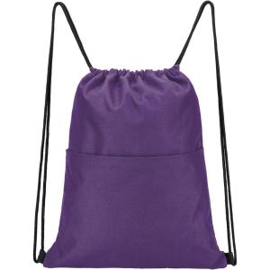Vorspack Drawstring Backpack Water Resistant String Bag Sports Sackpack Gym Sack with Side Pocket for Men Women(Purple)