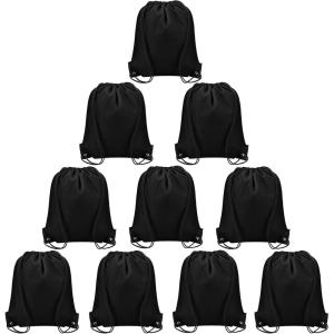 Vorspack Drawstring Backpacks Bulk 20 Pieces String Bags Customized Bags for Party Gym Sport Trip – Black(Black)