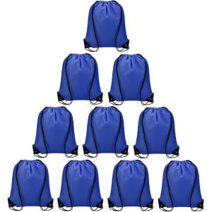 Vorspack Drawstring Backpacks Bulk 20 Pieces String Bags Customized Bags for Party Gym Sport Trip – Black(Blue)