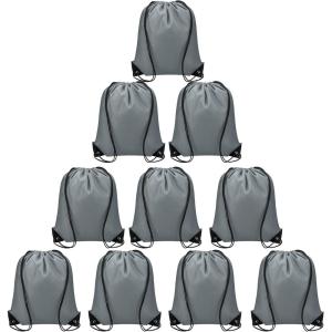 Vorspack Drawstring Backpacks Bulk 20 Pieces String Bags Customized Bags for Party Gym Sport Trip – Black(Grey)