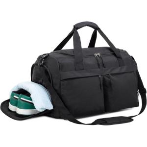 Vorspack Gym Bag for Men – 21 Inches Duffle Bag Women Lightweight Duffel Bag with Wet Pocket Shoe Compartment Travel Bag Sports Bag for Gym Sports Travel – Black
