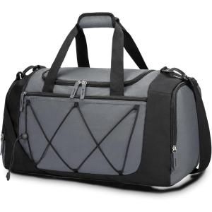 Vorspack Gym Bag for Men – 21 Inches Duffle Bag for Travel Lightweight Duffel Bag with Shoe Compartment Personal Item Travel Bag Weekender Bag for Travel Sports Gym – Black(Grey)