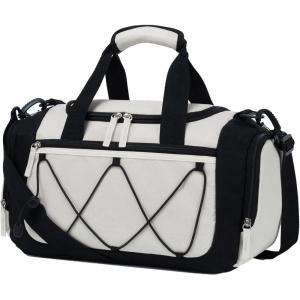 Vorspack Gym Bag for Men – 21 Inches Duffle Bag for Travel Lightweight Duffel Bag with Shoe Compartment Personal Item Travel Bag Weekender Bag for Travel Sports Gym – Black(Beige)