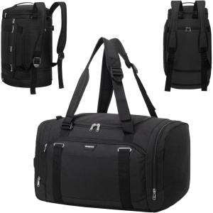Vorspack Gym Bag for Men – 45L Duffle Bag for Travel Backpack Carry On Backpack with Shoe Compartment Large Weekender Bag Overnight Bag for Sports Gym Travel – Black