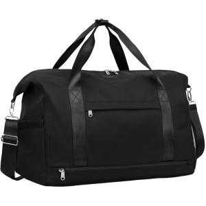 Vorspack Gym Bag for Women – 20 Inches Duffle Bag for Travel Small Duffel Bag with Wet Pocket Lightweight Weekender Bag for Men Sports Gym Yoga – Black