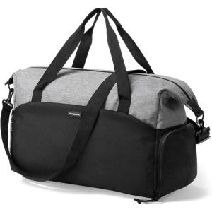 Vorspack Gym Bag for Women – 35L Duffle Bag for Men Lightweight Duffel Bag with Shoe Compartment Weekender Bag Overnight Bag for Sports Gym Travel – Grey