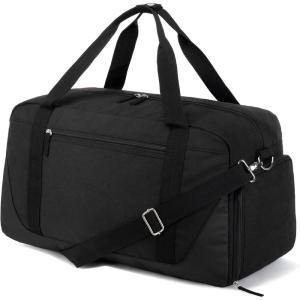 Vorspack Gym Bag for Women – 35L Duffle Bag for Travel with Wet Pocket Lightweight Duffel Bag with Shoe Compartment Weekender Bag Overnight Bag for Sports Gym Trip – Black