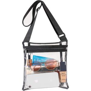 Vorspack Stadium Approved Clear Purse – TPU Crossbody Bag for Women – Concert(Black)