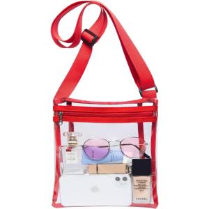 Vorspack Stadium Approved Clear Purse – TPU Crossbody Bag for Women – Concert(Red)
