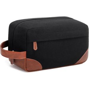 Vorspack Travel Toiletry Bag – Hanging Toiletry Bag for Men Water Resistant Canvas Shaving Bag with Large Capacity for Travel – Black(Black)