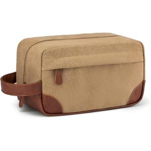 Vorspack Travel Toiletry Bag – Hanging Toiletry Bag for Men Water Resistant Canvas Shaving Bag with Large Capacity for Travel – Black(Brown)