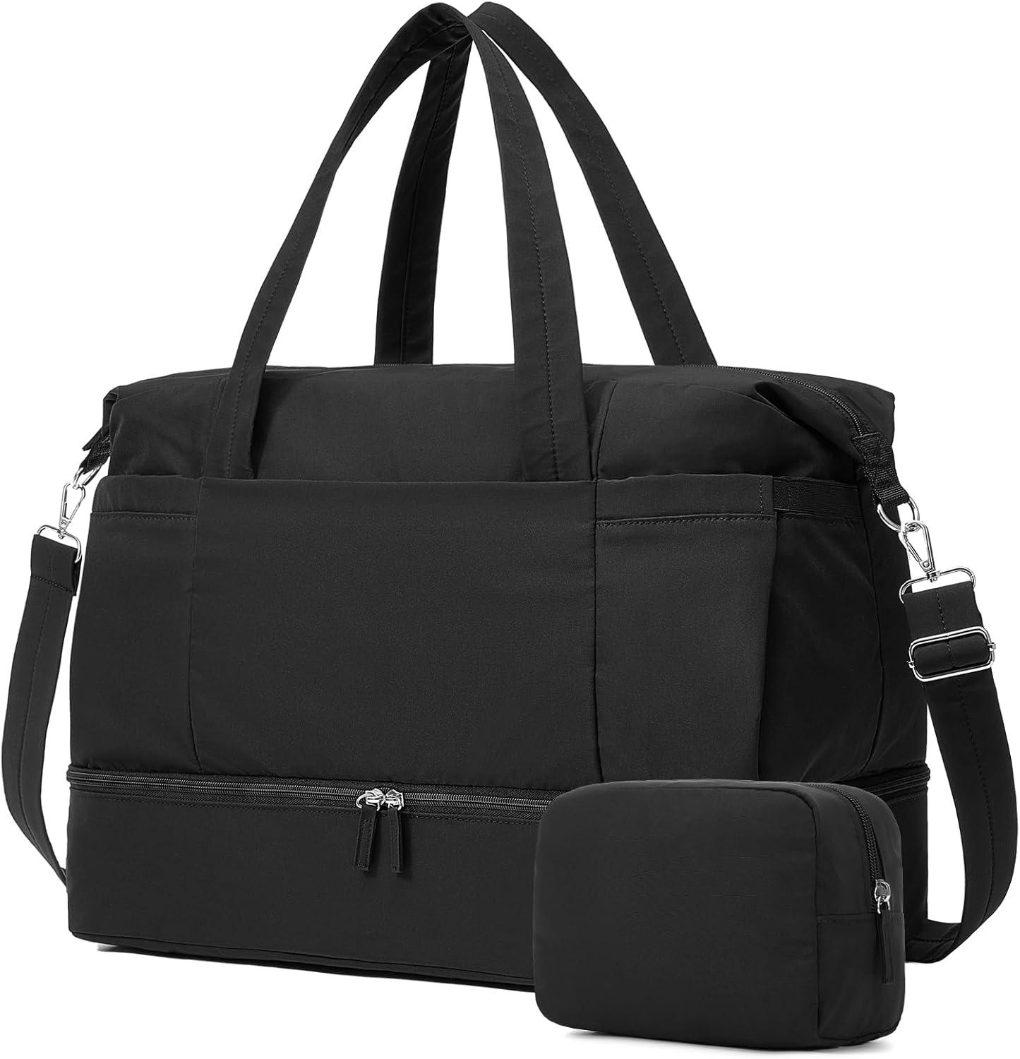 imageVorspack Duffle Bag for Travel 30L Gym Bag for Women Men Personal Item Travel Bag with Shoe Pocket Toiletry Bag Lightweight Carry On Bag for Weekender Overnight Sports BlackBlack