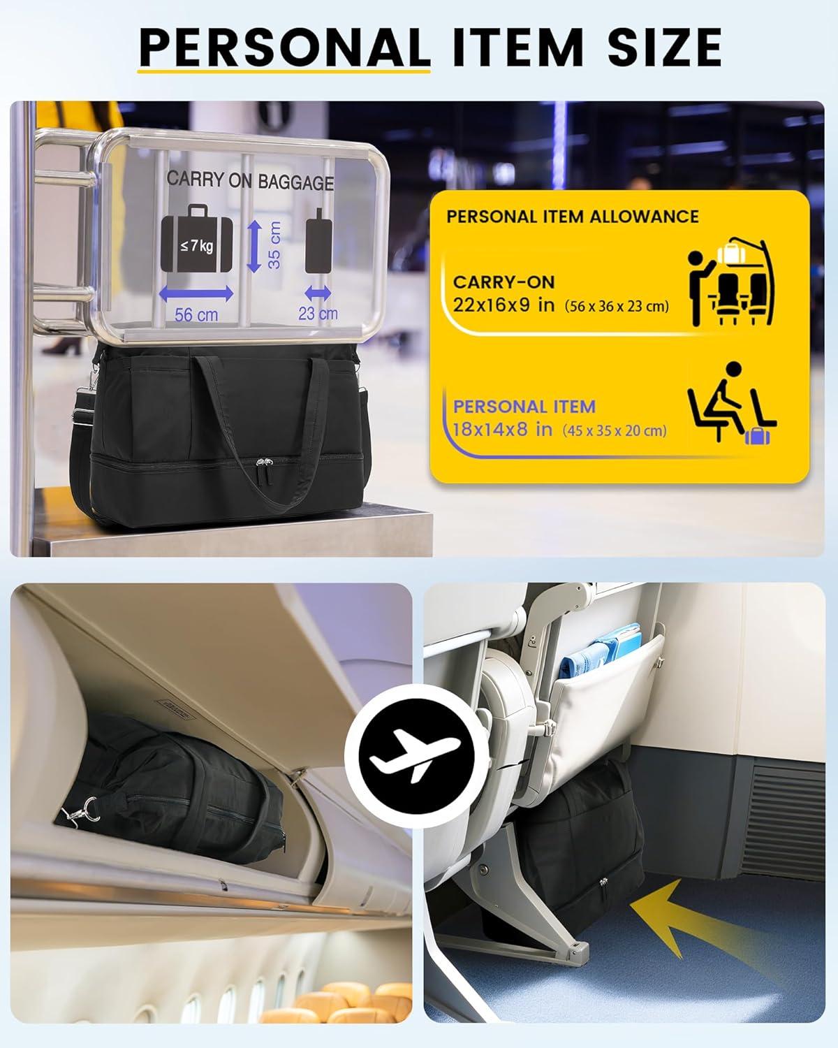 imageVorspack Duffle Bag for Travel 30L Gym Bag for Women Men Personal Item Travel Bag with Shoe Pocket Toiletry Bag Lightweight Carry On Bag for Weekender Overnight Sports BlackBlack