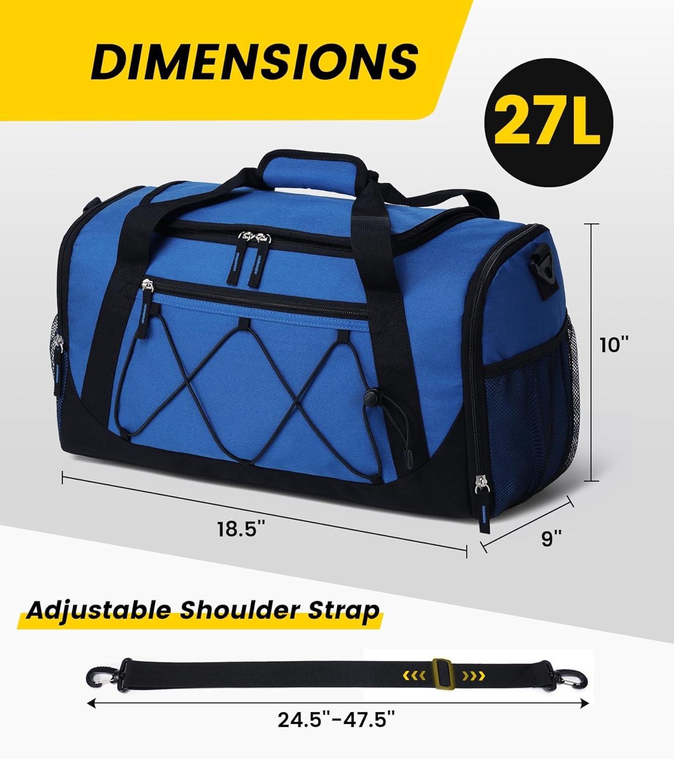 imageVorspack Gym Bag for Men 18 Inches Duffle Bag for Travel Duffel Bag with Shoe Compartment Lightweight Travel Bag for Gym Sports Overnight Weekender BlackBlue