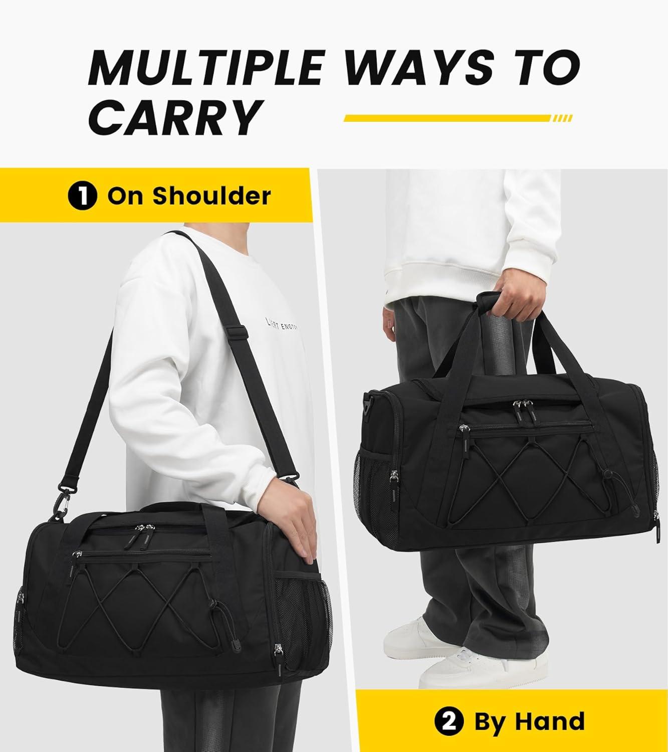 imageVorspack Gym Bag for Men 18 Inches Duffle Bag for Travel Duffel Bag with Shoe Compartment Lightweight Travel Bag for Gym Sports Overnight Weekender BlackBlack