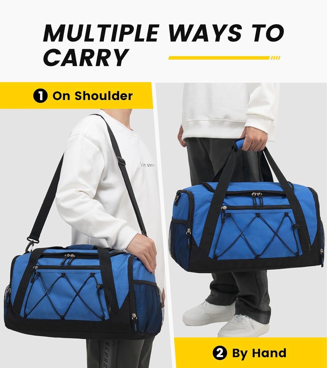 imageVorspack Gym Bag for Men 18 Inches Duffle Bag for Travel Duffel Bag with Shoe Compartment Lightweight Travel Bag for Gym Sports Overnight Weekender BlackBlue