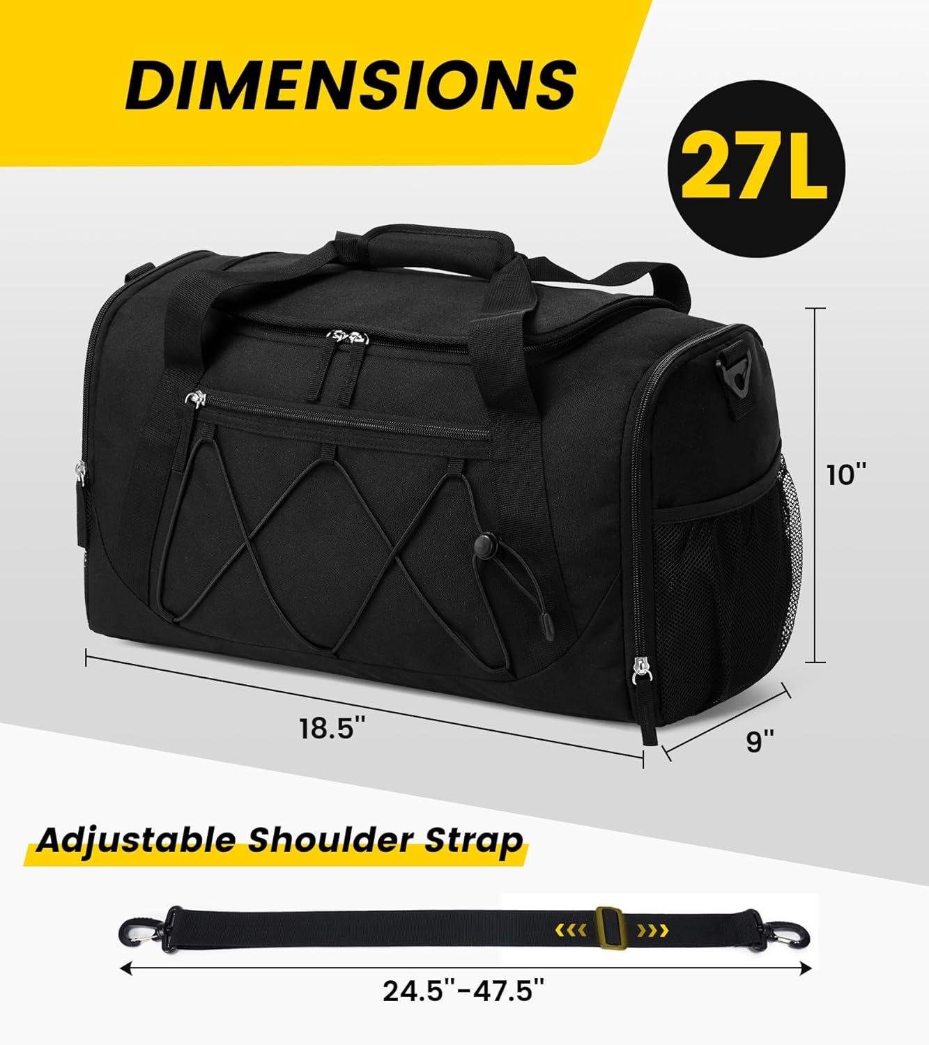 imageVorspack Gym Bag for Men 18 Inches Duffle Bag for Travel Duffel Bag with Shoe Compartment Lightweight Travel Bag for Gym Sports Overnight Weekender BlackBlack