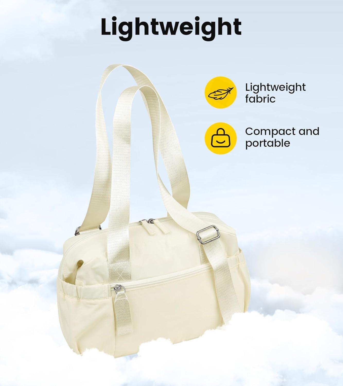 imageVorspack Mini Gym Bag for Women Small Duffle Bag Lightweight Duffel Bag with Wet Pocket Cute Sports Bag for Gym Dance Yoga BlackBeige