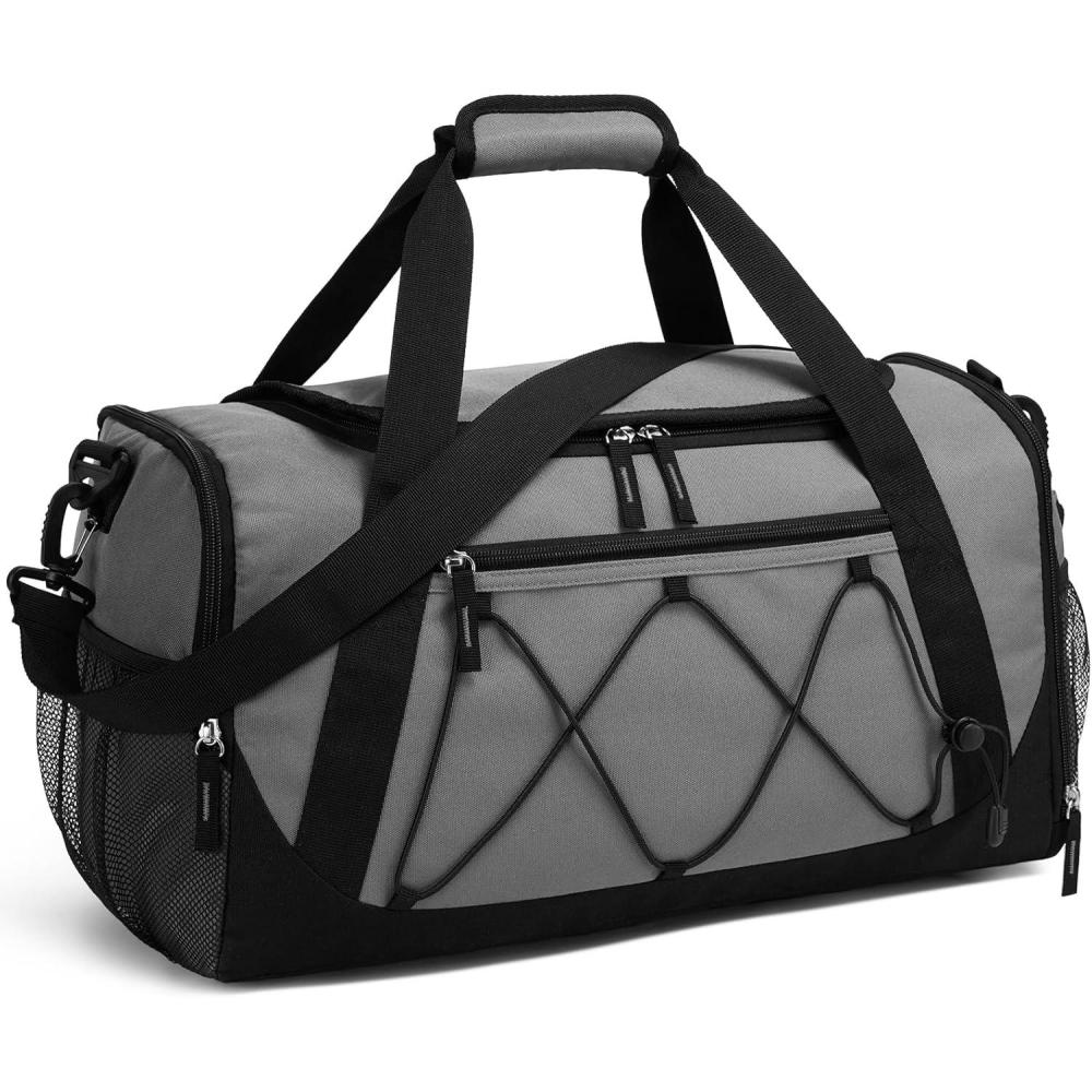 imageVorspack Gym Bag for Men 18 Inches Duffle Bag for Travel Duffel Bag with Shoe Compartment Lightweight Travel Bag for Gym Sports Overnight Weekender BlackGrey