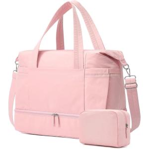 Vorspack Duffle Bag for Travel – 30L Gym Bag for Women Men Personal Item Travel Bag with Shoe Pocket Toiletry Bag Lightweight Carry On Bag for Weekender Overnight Sports – Black(Pink)